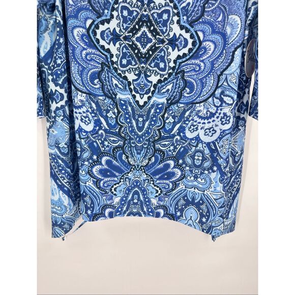 Dress Barn NWT Soleillee Women's Tunic Top Size 1X Paisley Studded Sharkbite Hem - Picture 10 of 11